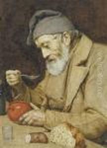 An Old Man Eating Soup by Albert Anker