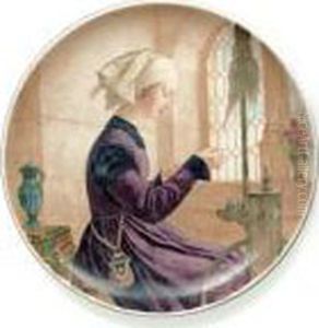 Young Woman On Spinning Wheel