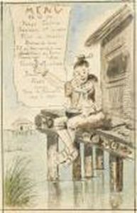 Pfahlbauerkind Ladt Zum Taufessen Ein by Albert Anker
