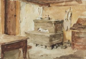 Bauernstube In Ins, Mit Kachelofen by Albert Anker