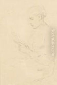 Studie Eines Lesenden Madchens. by Albert Anker