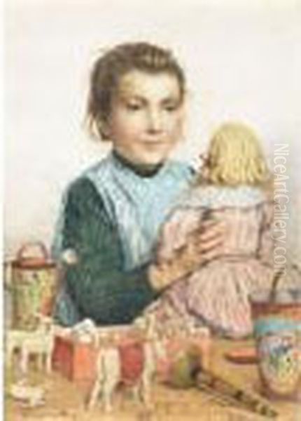 Madchen Mit Puppe Und Spielsachen - view 1