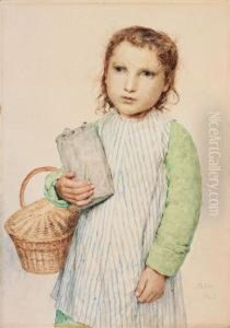 Junges Madchen Mit Proviantkorb by Albert Anker