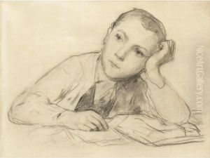 Studie Zu 'schreibender Knabe' by Albert Anker