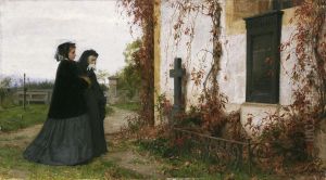 At The Cemetery by Albert Anker