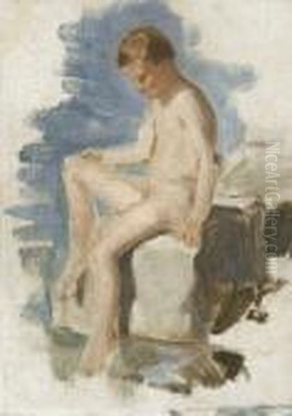 "sitzender Knabenakt". - view 1