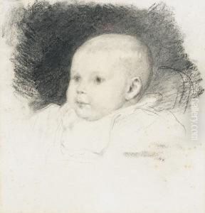Portrat Eines Kleinen Kindes. by Albert Anker
