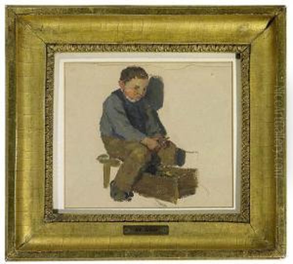 Sitzender Knabe, Gemuserustend. - view 1