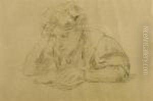 Woman Reading. Verso: Mother And Child. by Albert Anker