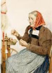 Grossmutter Am Spinnrad, 1906 
Grandmother Spinning, 1906 by Albert Anker