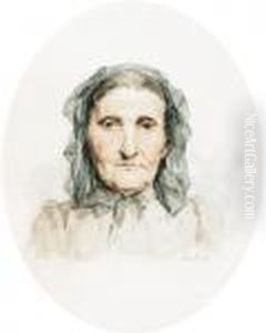 Portrat Einer Frau Mit Kopftuch. by Albert Anker
