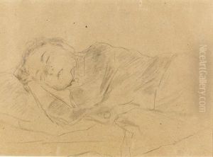 Studie Eines Schlafenden Knaben. by Albert Anker