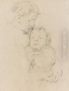 Mutter Mit Kind Im Arm. by Albert Anker