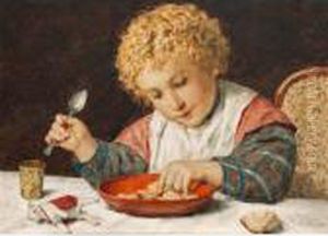 Kind Am Tisch by Albert Anker