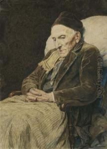 Grandfather In Armchair. by Albert Anker
