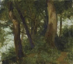 Forest Interior. by Albert Anker