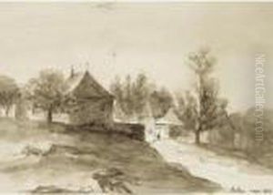 Kirche (#) Houses by Albert Anker