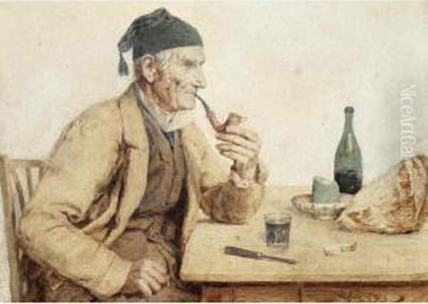 Peasant With A Pipe Sitting At A Table - view 1