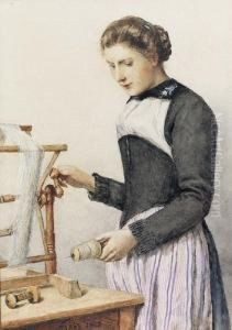 Die Junge Spinnerin. by Albert Anker