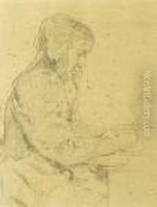 Recto:"lauper Rosi"; Verso: Mutter Beim Rusten. by Albert Anker