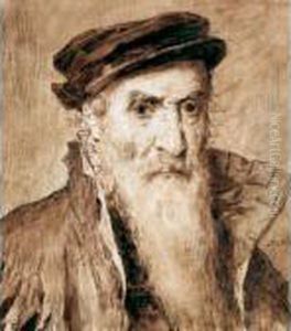 Bartiger Mann Mit Mutze by Albert Anker
