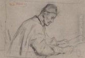 Lesender Bauer. by Albert Anker