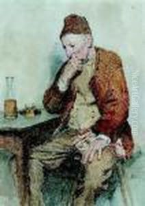 Alter Bauer Am Tisch. by Albert Anker
