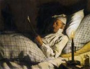 "bauer, Im Bett Lesend I".