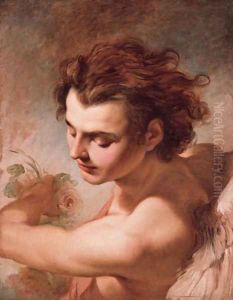 Zephyr a winged youth bestowing flowers, head and shoulders by Gaetano Gandolfi