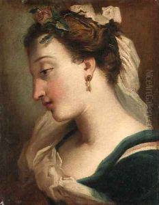 A girl, bust-length, in profile, with a rose in her hair by Gaetano Gandolfi