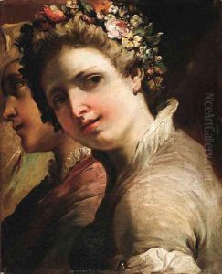 Studies of heads of a young man and girl by Gaetano Gandolfi