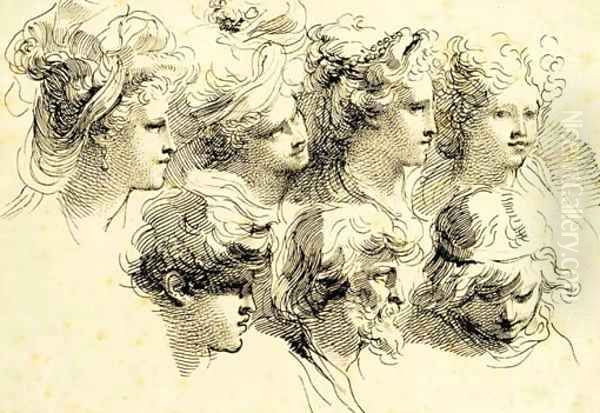 Seven studies of heads - view 1