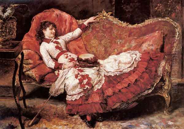 An Elegnat Lady in a Red Dress - view 1