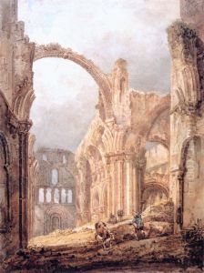Interior of Lindisfarne Priory by Thomas Girtin