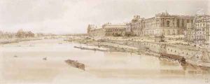 View of the Louvre and the Pont des Tuileries from the Pont Neuf by Thomas Girtin