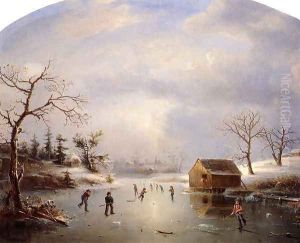 Skating Pond at Morristown, New Jersey by Marie-Regis-Francois Gignoux