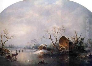 Winter Scene by Marie-Regis-Francois Gignoux