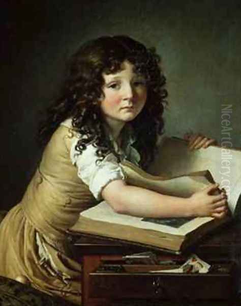 A child looking at pictures in a book - view 1