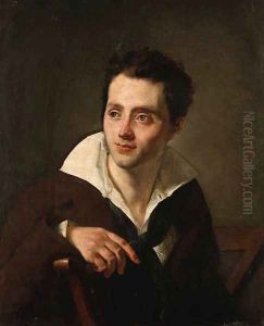 Portrait of a young man, half-length seated, in a white shirt and brown coat by Anne-Louis Girodet de Roucy-Triosson