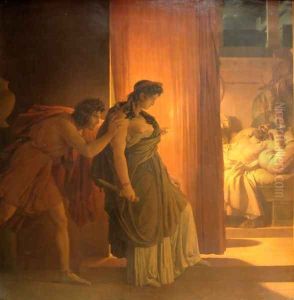 Clytemnestra hesitates before killing the sleeping Agamemnon by Pierre-Narcisse Guerin