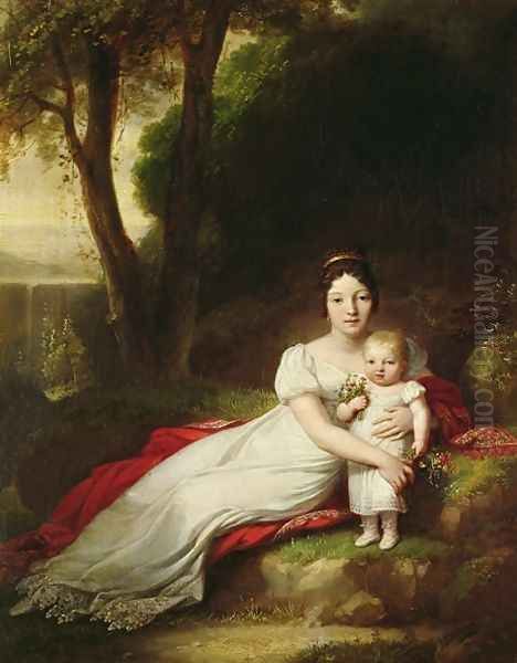 Hortense Eugenie de Beauharnais 1783-1837 Queen of Holland with her son Charles Louis Napoleon Bonaparte 1808-73 - view 1