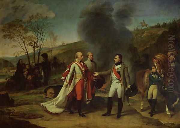 Meeting between Napoleon I 1769-1821 and Francis I 1768-1835 after the Battle of Austerlitz - view 1
