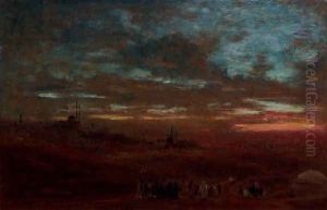 A view of Cairo at sunset by Albert Goodwin