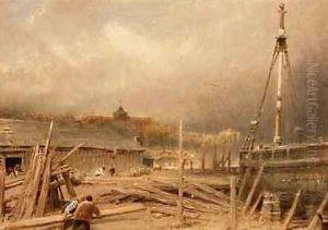 Boat Building Rye by Albert Goodwin