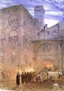 Lucca Tuscany religious processsion cart cow by Albert Goodwin