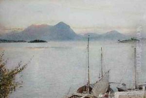 Sunrise from Baveno Lago Maggiore by Albert Goodwin