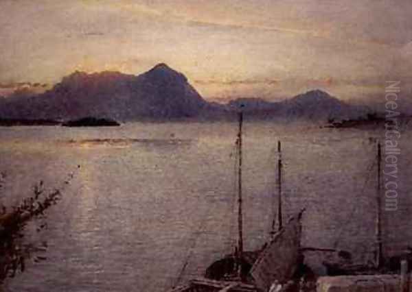 Sunrise from Baveno Lake Maggiore - view 1