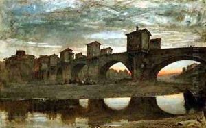 The Ponte alla Grecia before Demolition Florence by Albert Goodwin