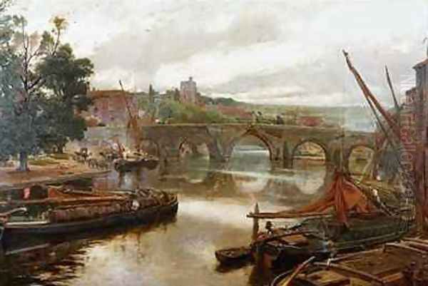 The Old Bridge Maidstone View Looking South by Albert Goodwin