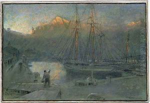 The port of Solla Majorca by Albert Goodwin
